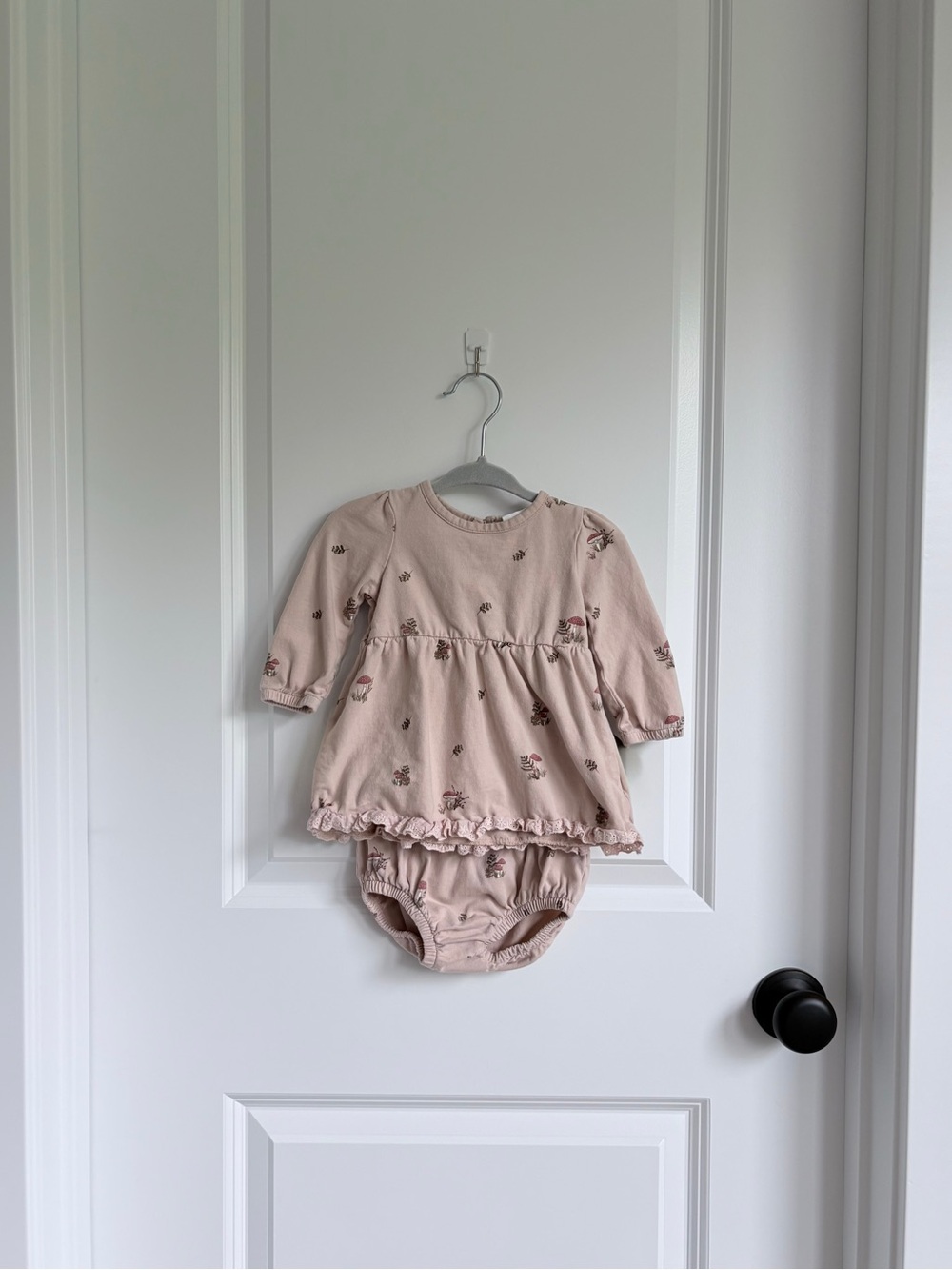 City Mouse Studio Tunic Lace Dress Bloomers Set Blush Mushrooms